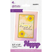 Crafter's Companion - Simple Stitch Collection - Gemini - Clear Acrylic Stamp and Die Set - Happy