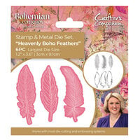 Crafter's Companion - Bohemian Collection - Clear Acrylic Stamp and Die Set - Heavenly Boho Feathers