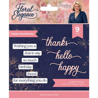 Crafter's Companion - Floral Elegance Collection - Clear Acrylic Stamp and Die Set - Classic Sentiments