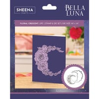 Crafter's Companion - Bella Luna Collection - Clear Photopolymer Stamp and Die Set - Floral Crescent