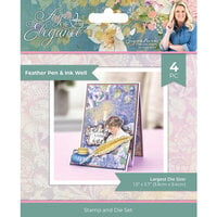 Crafter's Companion - Age Of Elegance Collection - Clear Photopolymer Stamp And Die Set - Feather Pen And Ink Well