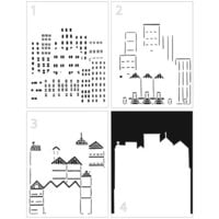 The Crafter's Workshop - 4-in-1 Layering Stencils - 8.5 x 11 Sheet - A2 Cityscape Buildings