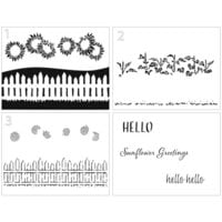 The Crafter's Workshop - 4-in-1 Layering Stencils - 8.5 x 11 Sheet - A2 Fenced Sunflowers