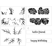 The Crafter's Workshop - 4-in-1 Layering Stencils - 8.5 x 11 Sheet - A2 Monstera Banner