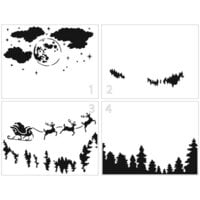 The Crafter's Workshop - Christmas - 4-in-1 Layering Stencils - 8.5 x 11 Sheet - A2 Santa Moon