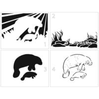 The Crafter's Workshop - 4-in-1 Layering Stencils - 8.5 x 11 Sheet - A2 Manatee Family