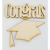 Clear Scraps - 3D Frameables Collection - Birch Wood Laser Cut - Congrats Word and Hat
