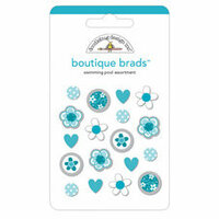 Doodlebug Designs - Boutique Brads - Assorted Brads - Swimming Pool, CLEARANCE