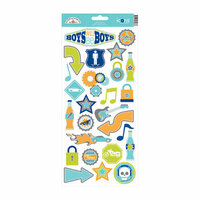 Doodlebug Design - Boys Only Collection - Cardstock Stickers - Icons