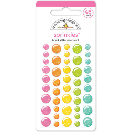 Doodlebug Design - Happy-Go-Lucky Collection - Sprinkles - Self Adhesive Enamel Dots - Bright Glitter