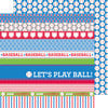 Doodlebug Design - Home Run Collection - 12 x 12 Double Sided Paper - Baseballs