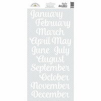 Doodlebug Design - Daily Doodles Collection - Cardstock Stickers - Months - Lily White