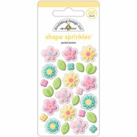 Doodlebug Design - Spring Things Collection - Sprinkles - Self Adhesive Enamel Shapes - Pastel Posies