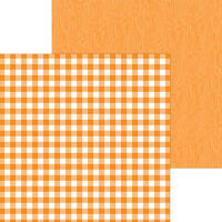 Doodlebug Design - Monochromatic Collection - 12 x 12 Double Sided Paper - Mandarin Buffalo Check