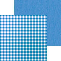 Doodlebug Design - Monochromatic Collection - 12 x 12 Double Sided Paper - Blue Jean Buffalo Check