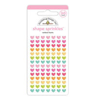 Doodlebug Design - Cute and Crafty Collection - Stickers - Shape Sprinkles - Enamel - Rainbow Hearts