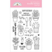 Doodlebug Design - My Happy Place Collection - Clear Photopolymer Stamps - Garden Girl