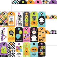 Doodlebug Design - Monster Madness Collection - Halloween - 12 x 12 Double Sided Paper - Tricky Treat Tags