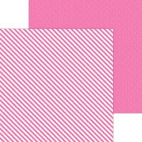 Doodlebug Design - Monochromatic Collection - 12 x 12 Double Sided Paper - Bubblegum Candy Stripe