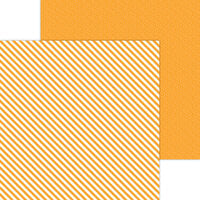 Doodlebug Design - Monochromatic Collection - 12 x 12 Double Sided Paper - Tangerine Candy Stripe