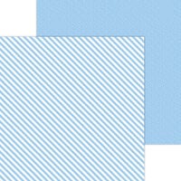 Doodlebug Design - Monochromatic Collection - 12 x 12 Double Sided Paper - Bubble Blue Candy Stripe