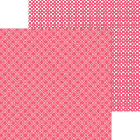 Doodlebug Design - Monochromatic Collection - 12 x 12 Double Sided Paper - Cherry Plaid