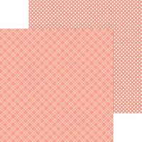 Doodlebug Design - Monochromatic Collection - 12 x 12 Double Sided Paper - Coral Plaid