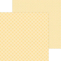 Doodlebug Design - Monochromatic Collection - 12 x 12 Double Sided Paper - Lemon Plaid