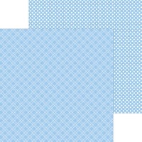 Doodlebug Design - Monochromatic Collection - 12 x 12 Double Sided Paper - Bubble Blue Plaid