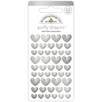 Doodlebug Design - Monochromatic Collection - Puffy Shapes - Silver Heart