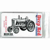 Deep Red Stamps - Cling Mounted Rubber Stamp - Vintage Farm Tractor
