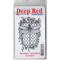 Deep Red Stamps - Cling Mounted Rubber Stamp - Dragonfly Quatrefoil