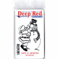 Deep Red Stamps - Christmas - Cling Mounted Rubber Stamp - Santa and Snowman