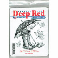 Deep Red Stamps - Cling Mounted Rubber Stamp - Galoshes and Umbrella