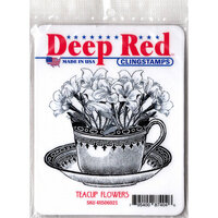 Deep Red Stamps - Cling Mounted Rubber Stamp - Teacup Flowers