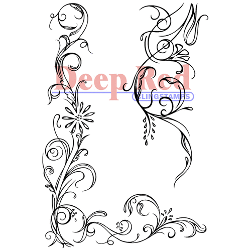 Deep Red Stamps - Cling Mounted Rubber Stamp - Vine Corner and Border