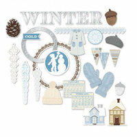 Little Yellow Bicycle - Winterings Collection - Chipboard Shapes with Foil Accents