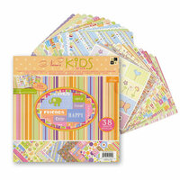 Die Cuts With A View - Nana's Kids Collection - 12 x 12 Paper Stack with Glitter