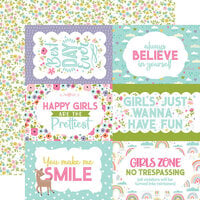 Echo Park - All About A Girl Collection - 12 x 12 Double Sided Paper - 4 x 6 Journaling Cards