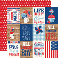 Echo Park - America Collection - 12 x 12 Double Sided Paper - 3 x 4 Journaling Cards