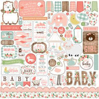 Echo Park - Baby Girl Collection - 12 x 12 Cardstock Stickers - Elements