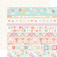 Echo Park - Hello Baby Girl Collection - 12 x 12 Double Sided Paper - Border Strips