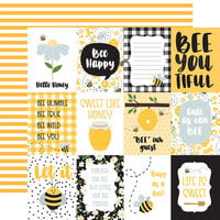 Echo Park - Bee Happy Collection - 12 x 12 Double Sided Paper - 3 x 4 Journaling Cards