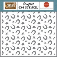Carta Bella Paper - Cowboys Collection - 6 x 6 Stencils - Horseshoe And Stars