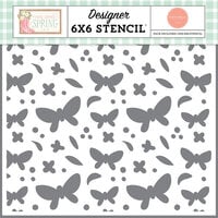 Carta Bella Paper - Here Comes Spring Collection - 6 x 6 Stencils - Friendly Butterfly Skies
