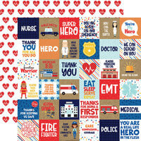 Echo Park - First Responder Collection - 12 x 12 Double Sided Paper - Journaling Cards
