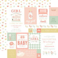Echo Park - It's A Girl Collection - 12 x 12 Double Sided Paper - Multi Journaling Cards