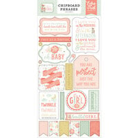 Echo Park - It's A Girl Collection - Chipboard Embellishments - Phrases