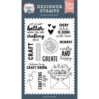Echo Park - Let's Create Collection - Clear Photopolymer Stamps - Crafty And Happy