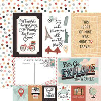 Echo Park - Let's Take The Trip Collection - 12 x 12 Double Sided Paper - Explore Journaling Cards